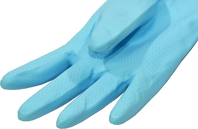 2 PAIRS Household Gloves Latex Free Cleaning Gloves with Soft Lining Long Cuff 15" & Grip, Medum, Pink/Blue