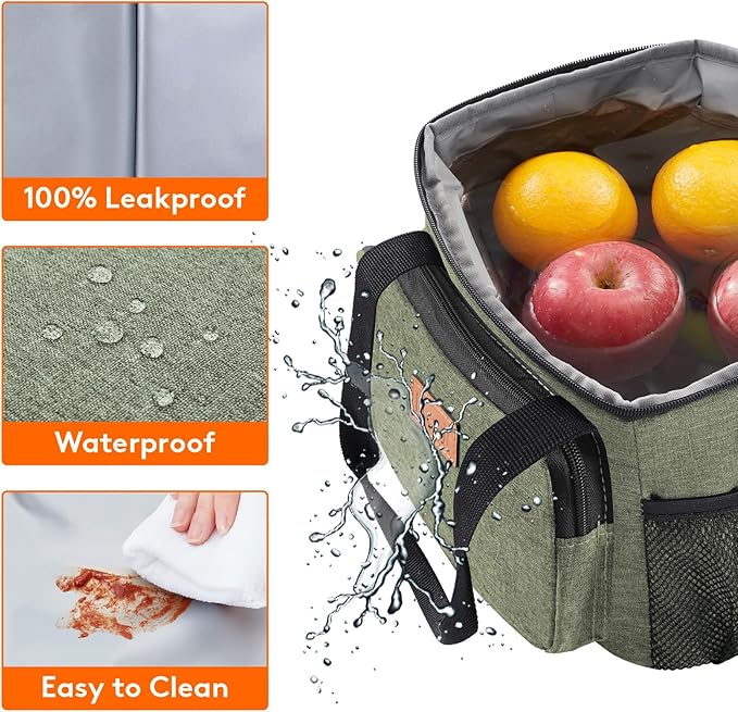 Lifewit Medium Lunch Bag, Insulated Lunch Box, Soft Cooler Cooling Tote for Adult Men Women, Dark Green 12-Can (9L)