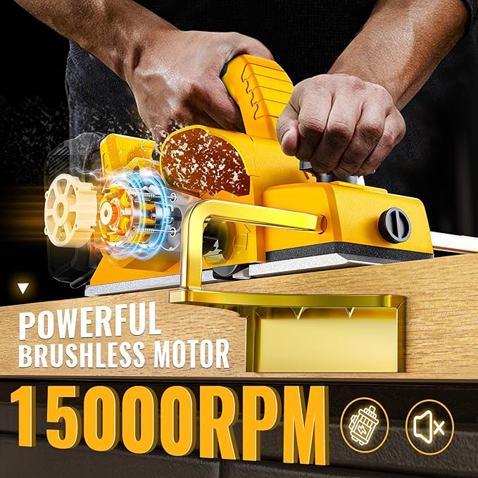Cordless Electric Hand Planer: 3-1/4-Inch Handheld Planer Compatible with Dewalt 20V Battery (No Battery) - 15000 RPM Power Wood Planer for Woodworking, Carpentry, and Home DIY
