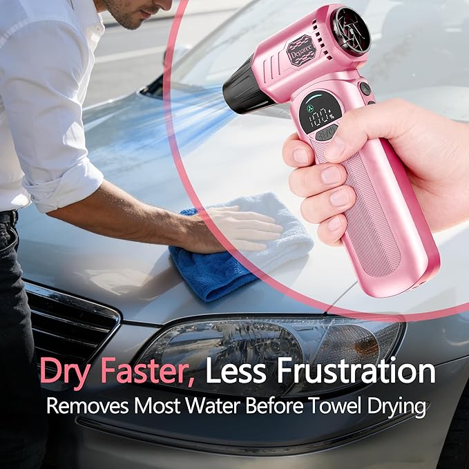 Air Duster, Compressed Air Duster Pink, Rechargeable Cordless with Adjustable Speed, LED Light & 8000mAh Battery, 150000 RPM for Keyboard, PC & Car Cleaning