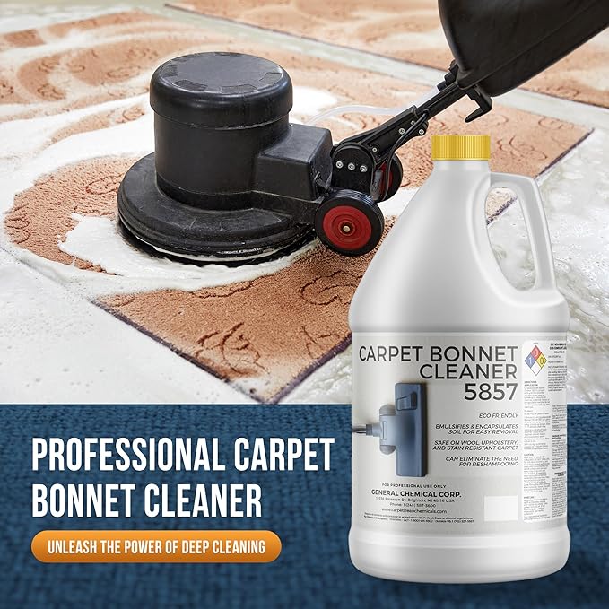 Bonnet Cleaner 5857 - Heavy Duty Shampoo Carpet Freshener Solution for Machine - Fast Drying & Pet Safe Carpet Shampoo for Rotary Cleaners, Commercial, & Industrial Use - 1 Gallon Jug