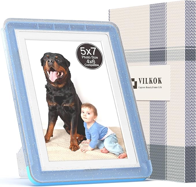 5x7 Picture Frame, Clear Acrylic Photo Frame with White Mat for 4x6 Photos, One-Piece Shatterproof Tool-Free Design, UV-Resistant Waterproof Tabletop Frame for Home Office Decor with 10-Year Warranty