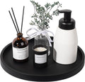 Silicone Bathroom Tray Round Vanity Tray Decorative Soap Holder Kitchen Countertop Organizer Coffee Table Decor for Candle, Perfume, Plant, 11 Inch, Black