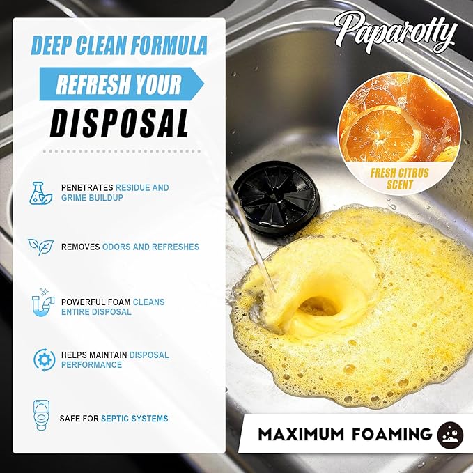 Garbage Disposal Cleaner Tablets, Deep Clean & Deodorizer Pods for Kitchen Sink Disposal, Help Remove Odor, Grease & Food Residue, Easy Monthly Maintenance