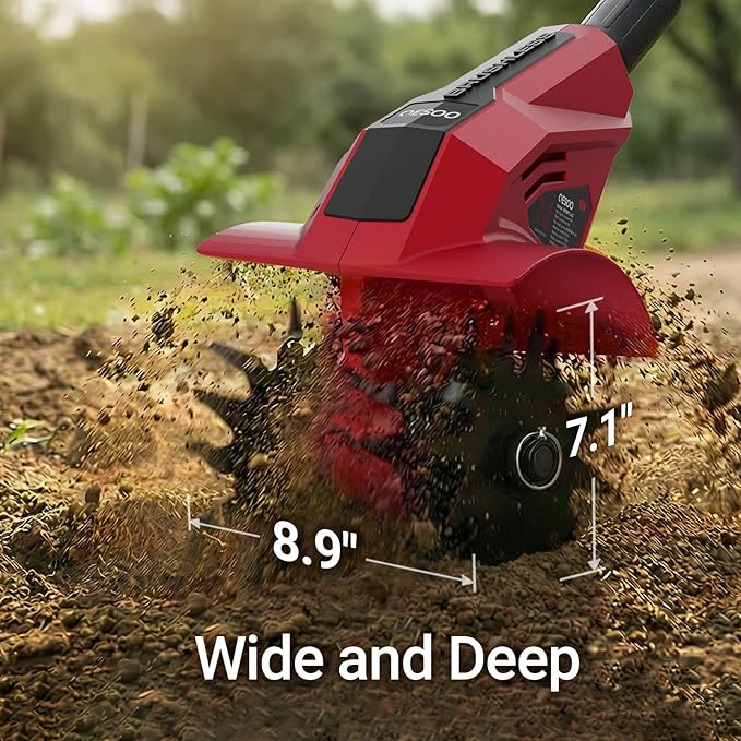 Brushless Cordless Tiller Cultivator Compatible with Milwaukee 18V Battery(Tool Only), 800W Electric Power Tiller for Gardening, Battery Powered Garden Cultivator Portable Rototiller for Lawn