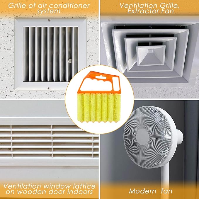 Geiserailie 5 Pieces Blind Cleaner Duster Tool 7 Finger Dusting Cleaner for Window Venetian Washable Mini Brush Hand Held Tool for Air Conditioner Dust Dirt (5 Colors)