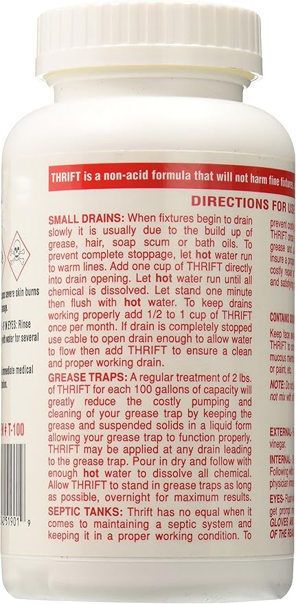 Thrift T-100 Alkaline Based 1-Pound Granular Drain Cleaner,Red