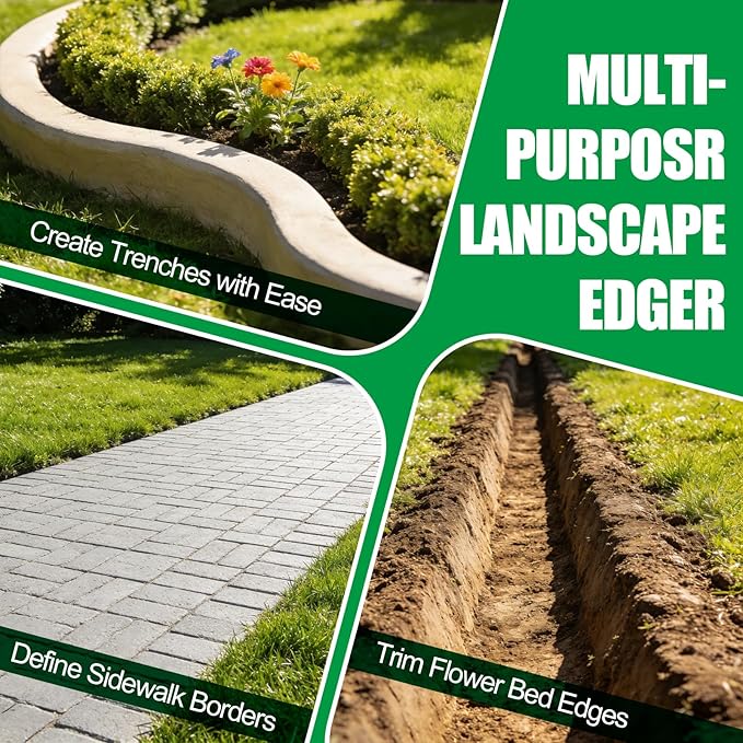 Edger Lawn Tool 41.8” Manual Lawn Edger with Ergonomic T-Grip & Wide Footplate Metal Half Moon Grass Edgers for Garden Yard Landscaping Maintenance