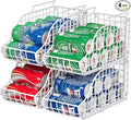 Can Storage Organizer Pantry, Stackable Kitchen Canned Food Holder With Handles, Can Organizer For Pantry Countertop Cabinet, Beverage Drink Pop Soda Can Dispenser Patent Pending (White, 4 Pack)