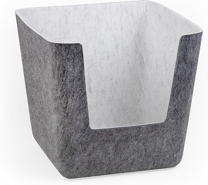 Three by Three Seattle felt·like·it!™ Large Cubby Storage Bin Set of 2 – Eco-Friendly Recycled Felt Bins for Home & Office Organization, Charcoal