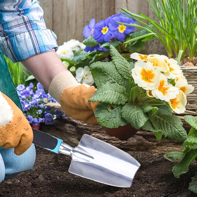 Garden Shovel Garden Hand Trowel, Heavy Duty Gardening Hand Tools with Ergonomic Handle, Rust Resistant Small Garden Spade for Diligent Farmer Soil Excavation, Planting and Transplanting (Blue)