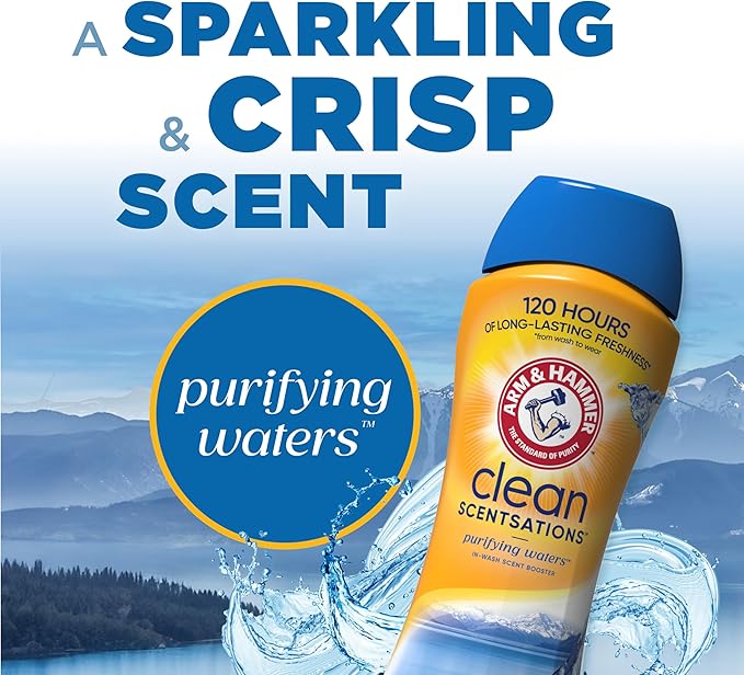 ARM & HAMMER Clean Scentsations In-Wash Scent Booster, Laundry Scent Booster Purifying Waters scent, 45 Oz