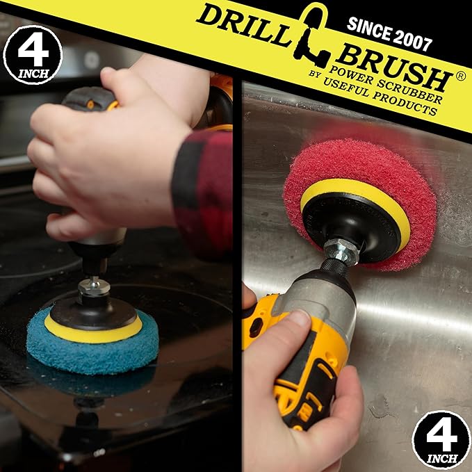 Cordless Drill Attachment - Scrub - Scour- Drill Pads - Hard Water Stain Remover - Soap Scum - Mold - Mildew - Mineral - Rust - Calcium - Limescale - Acid Rain - Pool Tile - Granite - Shower Doors