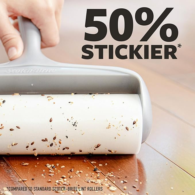 Scotch-Brite Extreme Clean Large Lint Roller Refills, 50% Stickier*, Heavy Duty for Removing Debris and Pet Hair on Clothes, Furniture, Cars, Offices & More, 4 Pack, 240 Adhesive Sheets Total