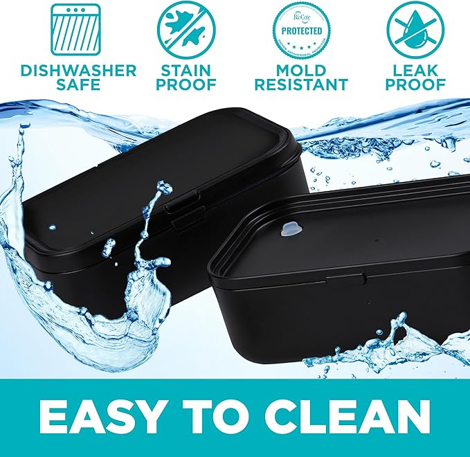 KARRICO Double Premium Bento Box Adult, 67 fl oz BPA-Free - Black Stackable Lunch Box with Leak-Proof Lids & Dividers, Perfect for Meal Prep, Lunches & Portion Control