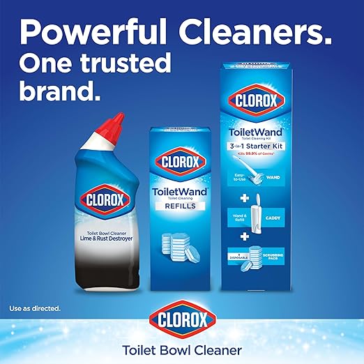 Clorox Toilet Bowl Cleaner Lime & Rust Destroyer, Automatic Toilet Bowl Cleaner, Healthcare Cleaning and Industrial Cleaning, 24 Ounces (Pack of 1)