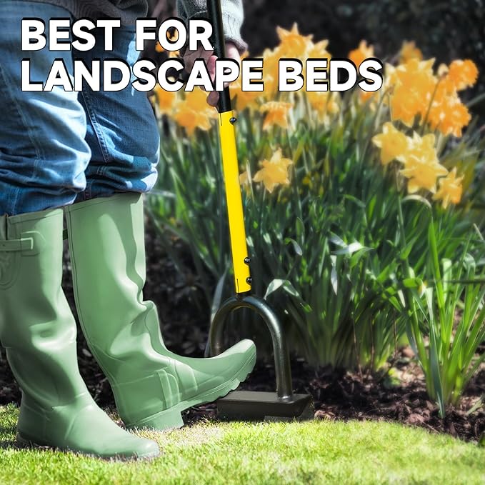 Manual Edger Lawn Tool with 38"-42" Adjustable Length, Saw-Tooth Border Edger with Wide Footplate Manganese Steel Blade, Garden Edging Tool for Flower Beds, Landscaping, Sidewalks, Yard