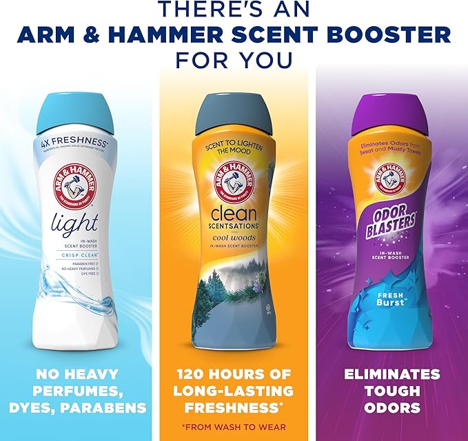 ARM & HAMMER Odor Blasters In-Wash Scent Booster,Laundry Scent Booster Fresh Escape-scent,24 Oz,(Pack of 2)