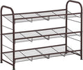 SONGMICS Shoe Rack, 3 Tier Shoe Organizer for Closet, Holds up to 12 Pairs of Shoes, Shoe Rack for Front Door Entrance, Metal Shoe Shelf with Adjustable Tilt Angle, for Entryway, Garage, Bronze