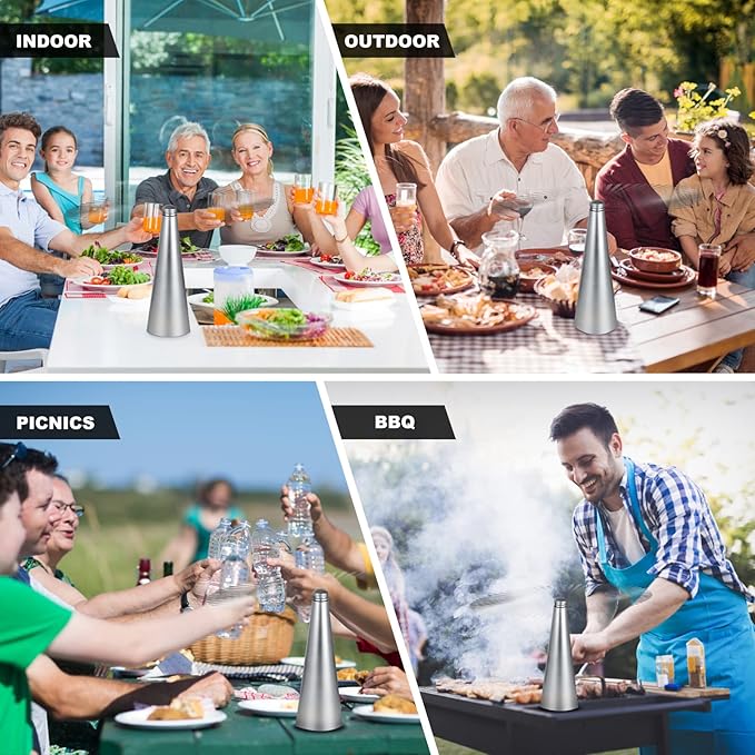 VAIPI 5 Pack Fly Fans for Tables, Outdoor Indoor Portable USB Fly Fan with 2 Fly Swatter, USB & Battery Operated Table Top Food Fan Picnic Fly Spinner for Restaurant, Patio, Kitchen, Party, BBQ