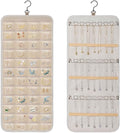 Dynoro Double-Sided Hanging Jewelry Organizer, Large Lvory Storage Roll for Earrings, Necklaces, Rings, 48 Pockets 21 Hooks, Durable Oxford Fabric for Closet, Wall, Door, 1 piece, Jewelry Not Included