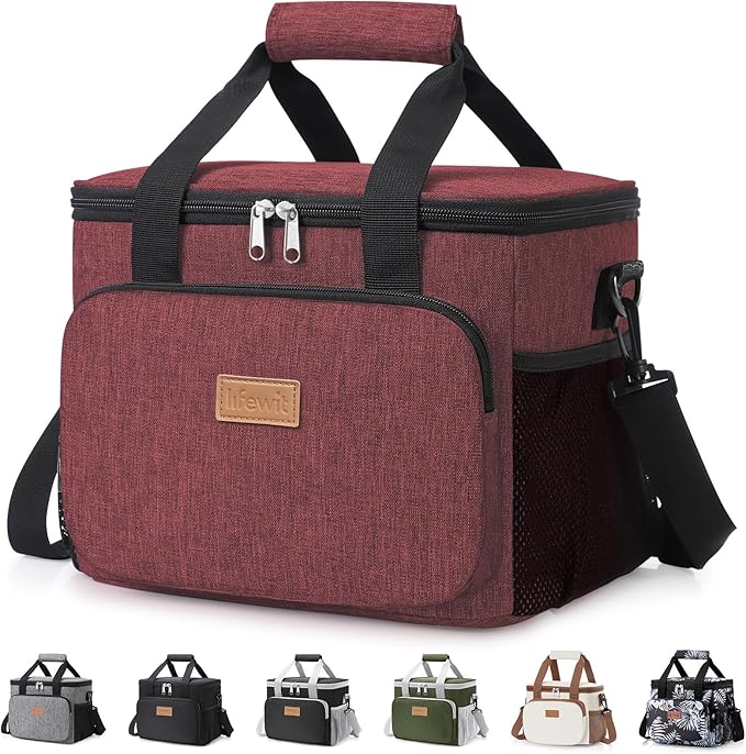 Lifewit Medium Lunch Bag, Insulated Lunch Box, Soft Cooler Cooling Tote for Adult Men Women, Burgundy 12-Can (9L)