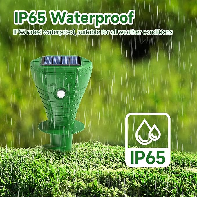 Solar Powered Mole Repellent, 8 Pack Ultrasonic Vole Repeller Outdoor, IP65 Waterproof Snake Deterrent, Gopher Remover Devices, Skunk, Groundhog Trap for Yard, Garden, Lawn