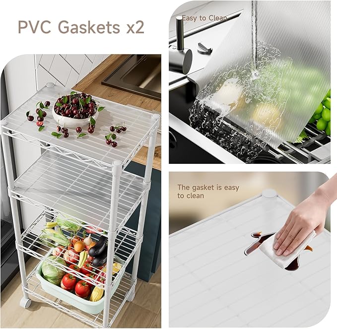 Golpart 4 Tier Adjustable Storage Shelves Metal Utility Shelf Wire Shelving Unit Organizer Rack for Home Kitchen Office Bathroom Pantry Room 12" D x 18" W x 44" H
