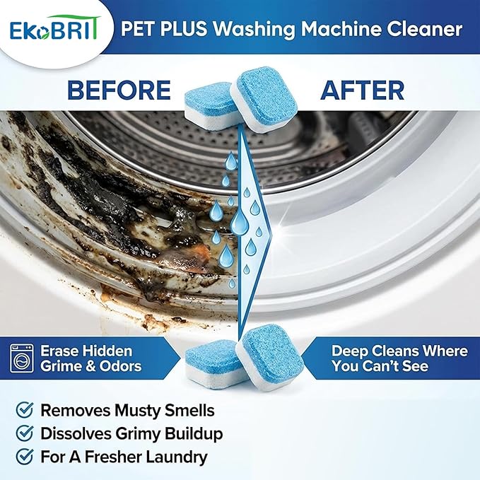 Washing Machine Cleaner Tablets 24 Pack – Deep Cleaning Washer Descaler for Front Load & Top Load Machines, Septic Safe Washing Machine Cleaning Tablets, 12 Month Supply