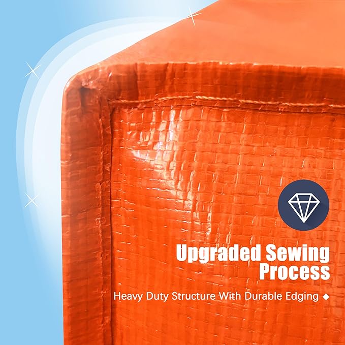 HOMESURE 4 Pack Large Strong Moving Bags with Zippers & Carrying Handles - Water-Resistant - Heavy Duty Storage Tote for Space Saving, Fold Flat, Alternative to Moving Box (Orange)