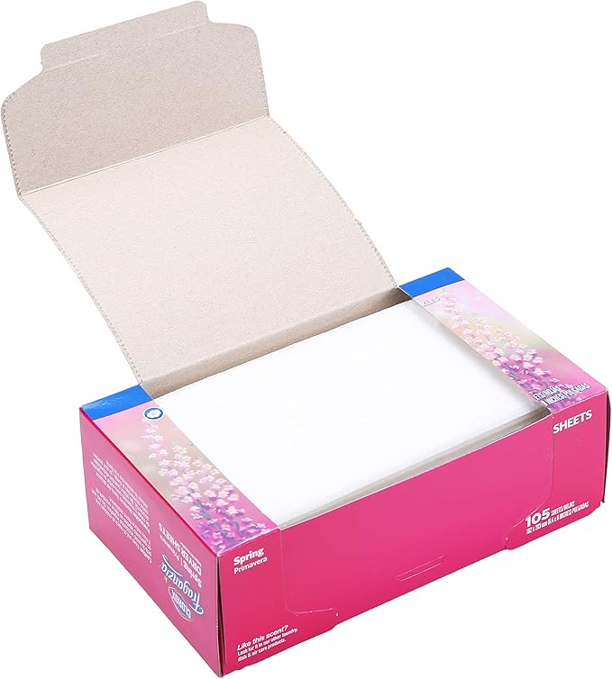 Clorox Fraganzia Fabric Softener Dryer Sheets, Wrinkle Reducing and Anti Static Laundry Dryer Sheets for Great Smelling Clothes, Softens Fabrics, Fresh Spring Scent, 105 Count - 6 Pack