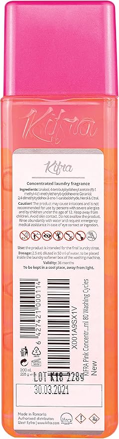 KIFRA PINK Concentrated Laundry Fragrance 6.76 Fl Oz 200ml 80 Washing Cycles