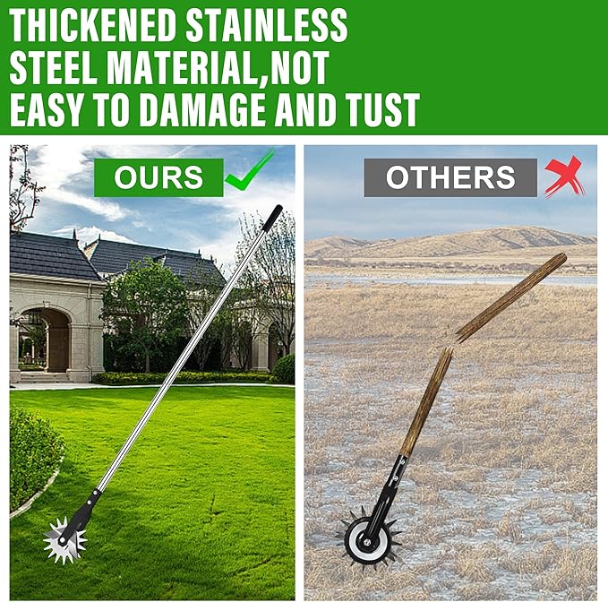 Wheel Rotary Edger, Adjustable Length Lawn Edger, Stainless Steel Lawn Tool, Lawn Tool for Manual Edger, Sidewalks, Gardens, Driveways and Flower Bed Edging