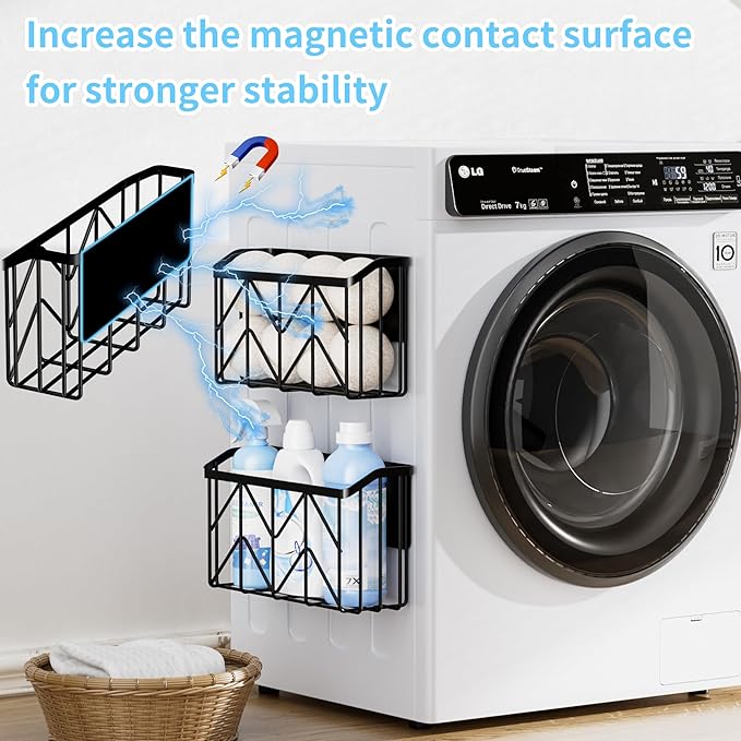 DAOYA Magnetic Dryer Ball Holder and Magnetic Hanger Holder, Magnetic Lint Bin for Laundry Room, Space Saving Laundry Organization and Storage