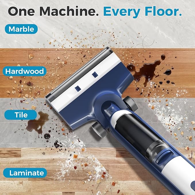 OLIXIS Wet Dry Vacuum Cleaner, Cordless All-in-One Vac Mops, Vacuum Mop with Self-Cleaning System, Dual Water Tank Design, Tangle-Free Brush, Dual-Edge Cleaning, 35-Min Runtime