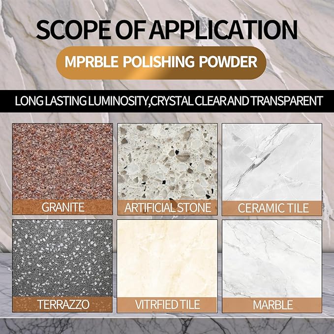 Marble Polishing Powder – for Granite, Marble & Stone Surfaces，Helps Restore Shine and Improve Surface Gloss – For Countertops, Floors & Walls – 2.2 LB(1 Piece)