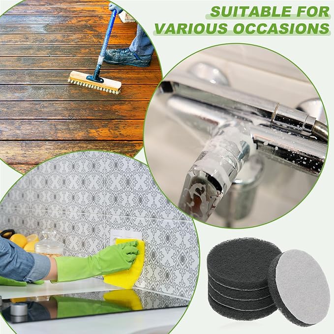 Power Scrub Pads, Scrubbing Pads 800 Grits Scouring Discs - Fitting for (Home Kitchen Cleaning - Drill Attachment - Scrubber Replacement) 20 Pcs & 3 Inch & Gray
