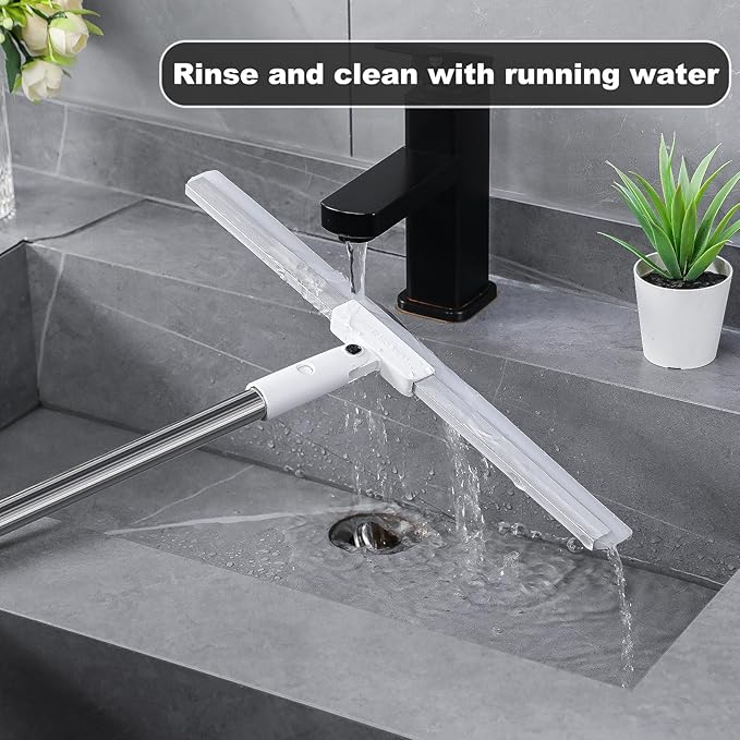 Rubber Squeegee Broom for Floor,62" Long Handle Window Squeegee, Silicone Pet Hair Remover,Magic Squeegee Broom for Indoor Cleaning,Cleans Glass, Hair, fine dust, Liquids, Suitable Smooth Floors, Rugs