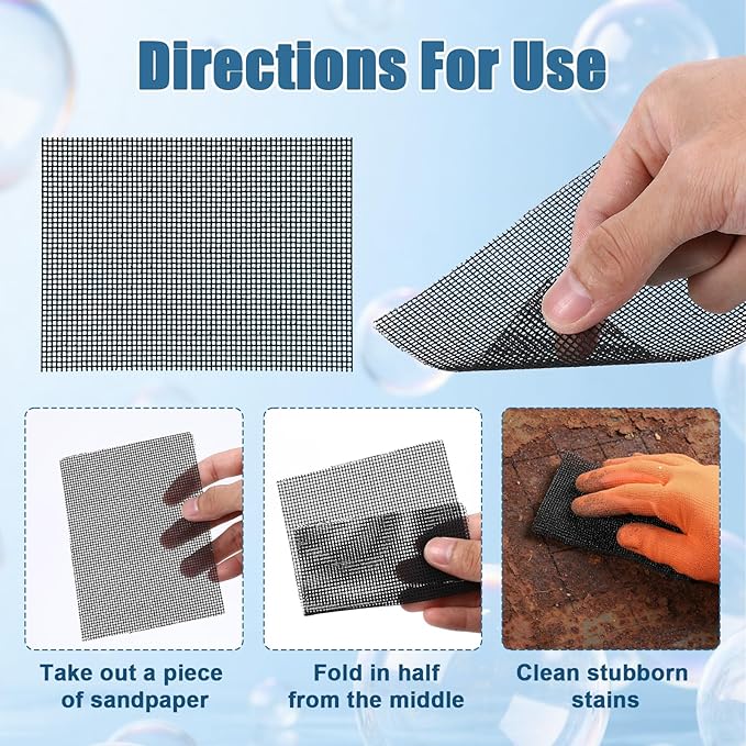 15-Pack 5.5 x 4 Flexible Scrubbing Screen for Household Cleaning, Flexible Scouring Pad, Pre-treated Abrasive Mesh Pads for Bowls Griddle Household Stain Calcium Deposits Carbon Rust Scrubber