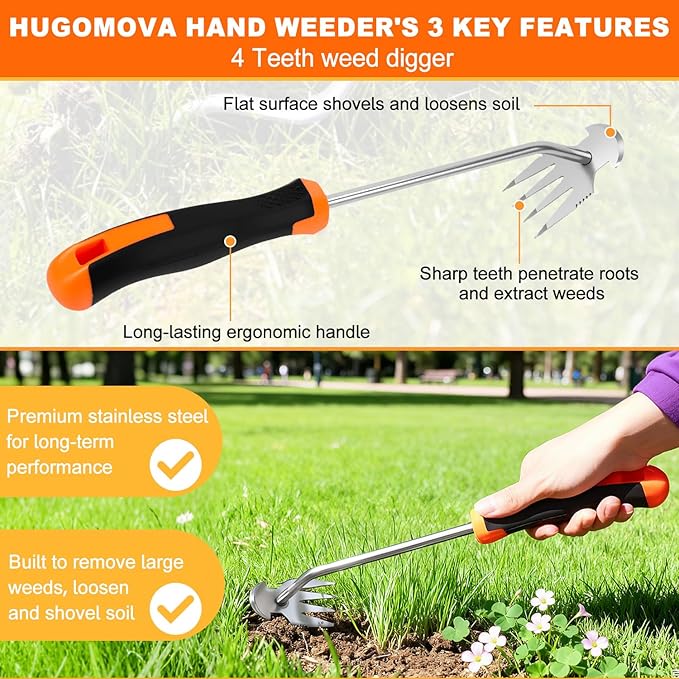 2025 Weed Puller Tool, 4 Pack New Garden Stainless Steel Weeder Tool Hand Weeder Tool,Multi-Purpose Weed Remover Tool Weeding Tools for Gardening