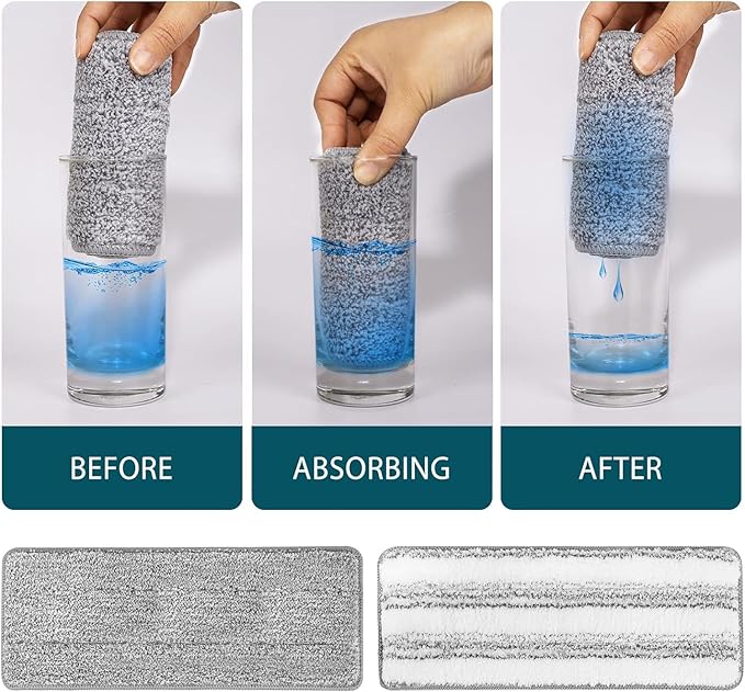 4+4 Pack Mop Replacement Pads Compatible with JOYMOOP Flat Mop or Mop Bucket Set - Microfiber Flat Mop Pads for All 13" X 4.9" Squeeze Flat Floor Mop - Washable Mop Head Replacement