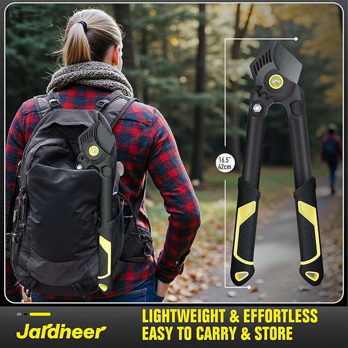 Jardineer 16.5" Garden Loppers for Tree Trimming with Gear Assist, Lightweight Hand Loppers with Steel Blade and Anti-Slip Handles, Cuts up to 1.25" Branches, Yard Shears for Seniors, Women, Men