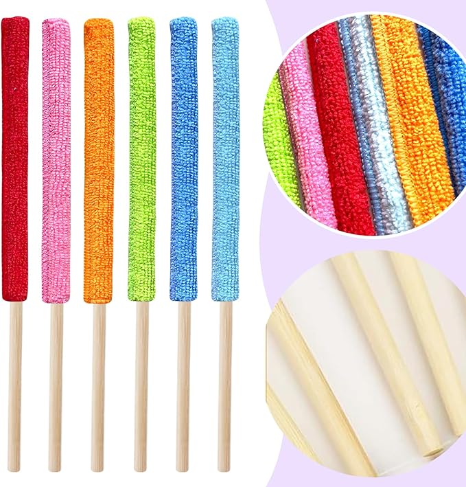 12 Pcs Mini Detail Duster Sticks Crevice Cleaning Tool Brush Microfiber Gap Dust Cleaner for Window, Fan, Blind and Car Vent