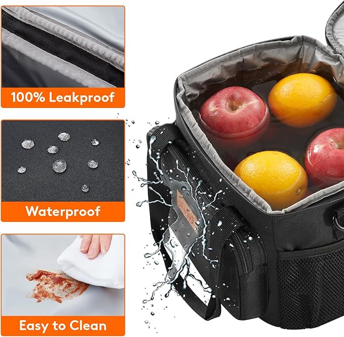 Lifewit Medium Lunch Bag, Insulated Lunch Box, Soft Cooler Cooling Tote for Adult Men Women, Black 12-Can (9L)