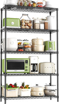 5-Tier Storage Shelves 72" H Wire Shelving, Adjustable Metal Shelving Pantry Shelves, 1325LBS Heavy Duty Rack with Shelf Liners for Garage Commercial Kitchen, 36" W x 14" D x 72" H, Black