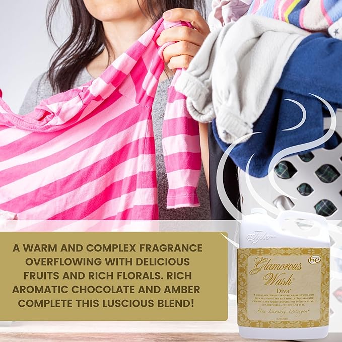 Worldwide Nutrition Bundle Compatible with Tyler Candle Company Glamorous Wash Diva Laundry Liquid Detergent - Hand and Machine Washable Diva Laundry Detergent - 3.78L (1Gallon) Detergent w/Keychain