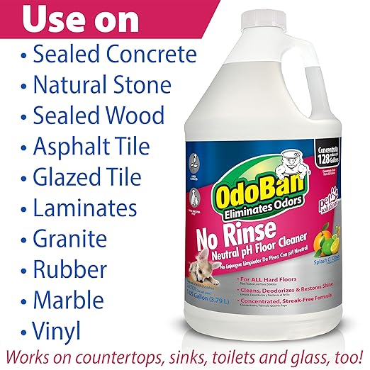 OdoBan Pet Solutions No Rinse Neutral pH Floor Cleaner Concentrate, 3 Gallons, Splash O' Citrus Scent