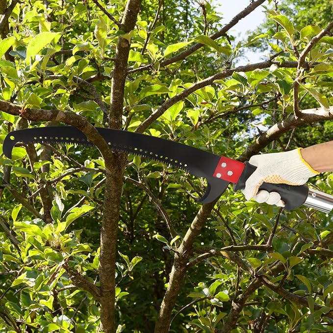 Manual Pole Saw for Tree Trimming, Extendable Tree Pruner (Green, 26ft)