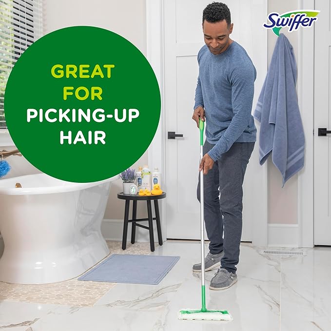 Swiffer Sweep + Mop, Dry Pads Refill, Floor Cleaner for Dirt, Dust, Hair, Cleaning Cloths for Mopping Home, Bathroom, Kitchen, Dust Mop, Floor Duster, Unscented, 52ct