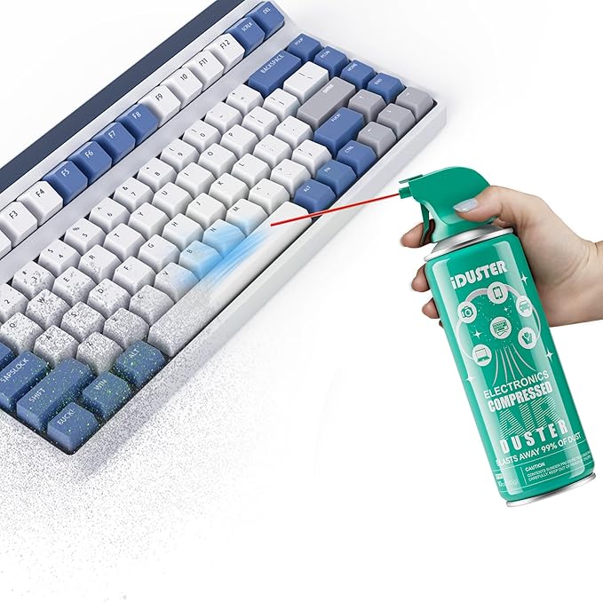 iDuster Disposable Compressed Gas Duster - 10oz Compressed Air Can, Computer and Keyboard Cleaner, 3 Packs